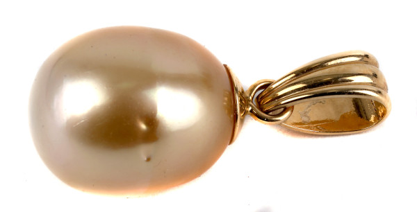 feine goldene Süßwasser Zuchtperle 10mm Anhänger 585 Gold Pearl Pendant