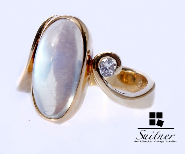 Mondstein Brillant Ring 585 Gelbgold Gr. 52