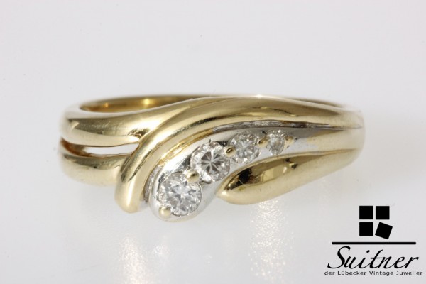 moderner Brillant Designer Ring aus 585 Gold Gr. 59