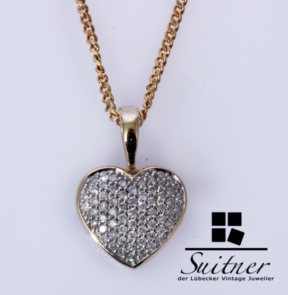 wunderschönes Brillant Herz Kette Collier 585 Gold tolles Geschenk