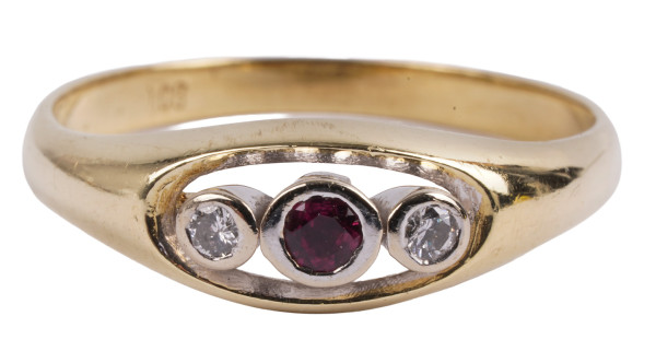zeitloser Rubin Ring mit Diamanten aus 585 Gold - fine Ruby Gr. 58