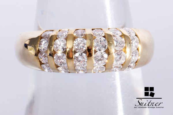 Brillant Ring mit zus. ca. 1,00 ct 585 Gelbgold Gr. 55