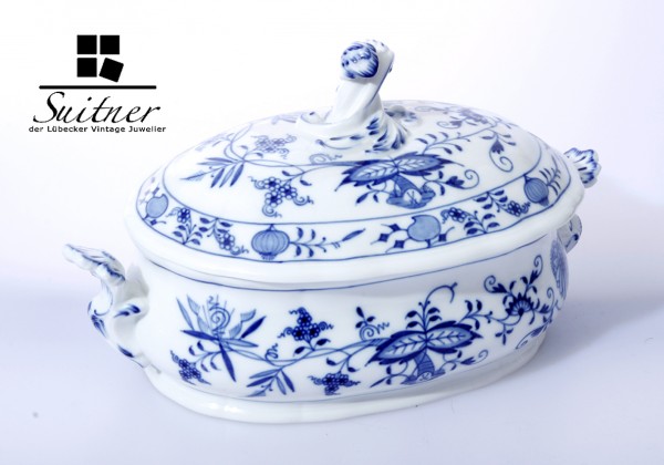 Ovale Deckelterrine mit Zwiebelmusterdekor - Meissen - 1.Wahl