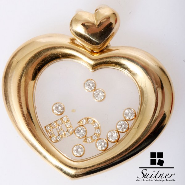 großes Chopard Happy Diamonds Herz 750 Gold 9 Brillanten C B Buchstaben