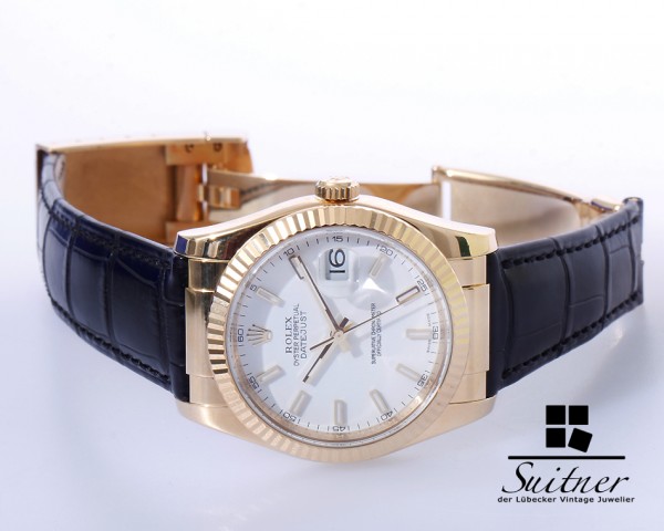 Rolex Datejust Gold Ref 116138 Box Papiere LC100 weißes Blatt FullSet