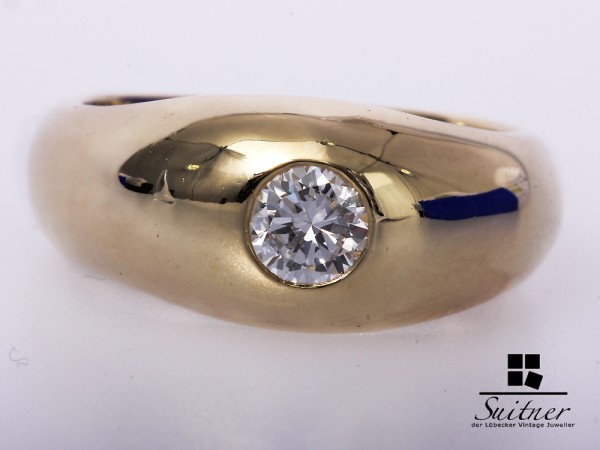 Solitär Brillant Herren Ring 0,70 ct 585 Gelbgold Gr. 64