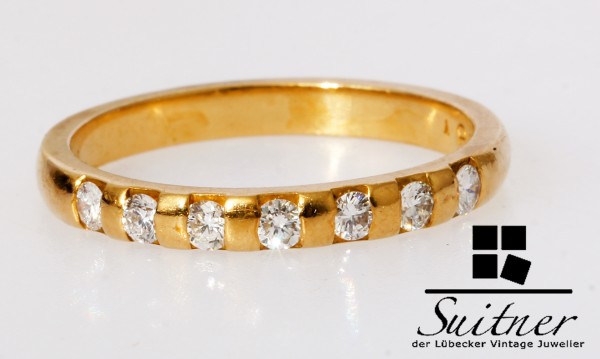 moderner Memorie Ring 0,35ct 750 Gold 7 lupenreine Brillanten Gr 59 IF