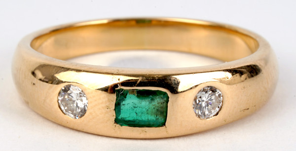 wunderschöner 0,43ct. Smaragd Brillant Band Ring 750 Gold Gr. 58 Emerald