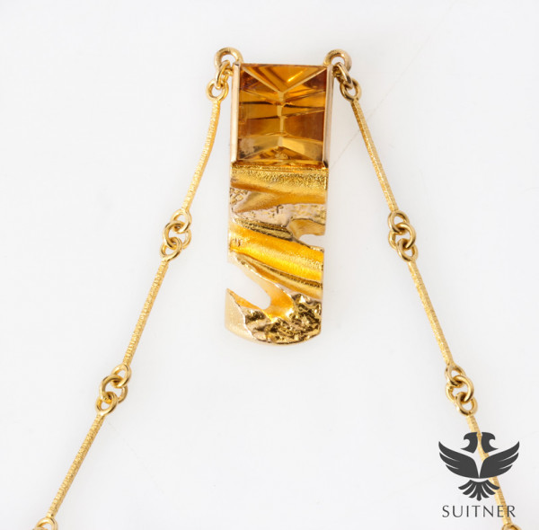 Lapponia Collier Prisma Citrin Halskette 585 Gold - Weckström Finnland