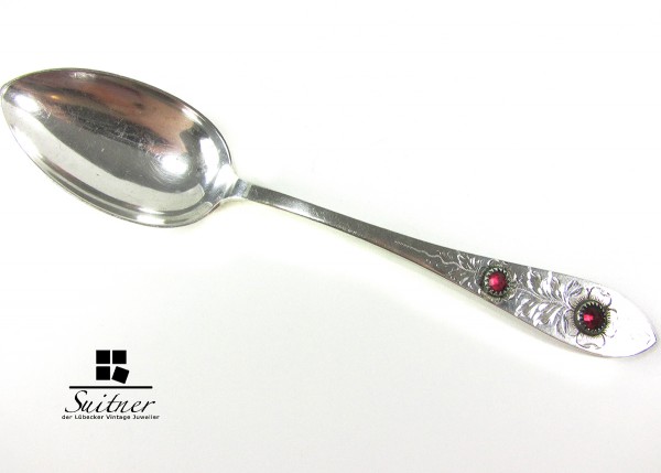 Friesen Löffel Friesenlöffel Silber 800 2 rote Steine