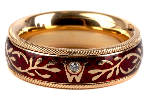Wellendorff Ring Hibiscus mit roter Emaille und Brillant - RG56 - Hibiskus
