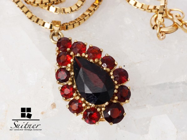 Granat Kette 333 Gold Gelbgold