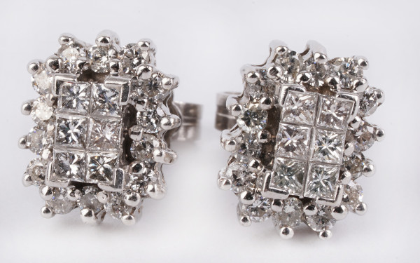 wertvolle 1,24ct Diamant Cluster Ohrringe in 750 Weißgold Unikate