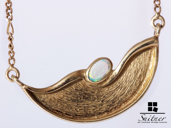 tolles Collier aus Gold mit Opal - Nugget und Figaro Dekor