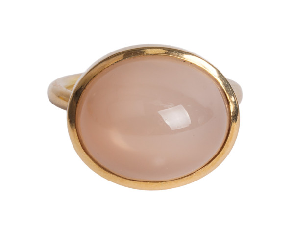 Unikat Ring aus 750 Gold mit 16,82ct. Cashmir Mondstein Sand Cabochon