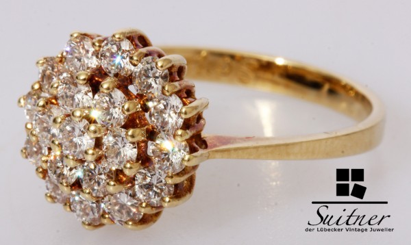 Schneeflocken Ring mit 1,05ct Brillanten Cocktail aus 585 Gold VVSI Gr. 55 Snowflake