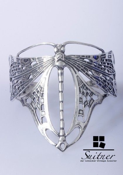 Hochwertiger Jugendstil Libellen-Armreif - 925er Silber
