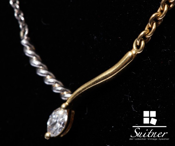 Diamant Navette Collier aus Platin und 750 Gold modern zeitlos