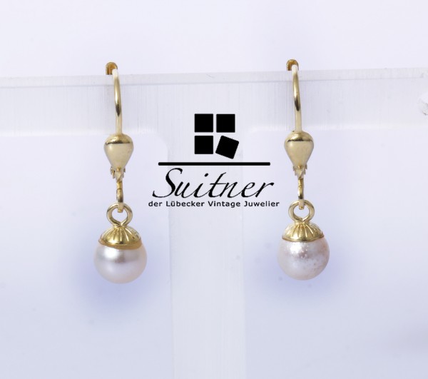 wunderschöne Perlen Ohrhänger aus 585 Gold - Pearl Ohrschmuck