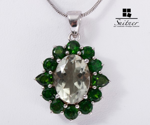 Harry Ivens Kette Diopsid Prasiolith 925 Silber