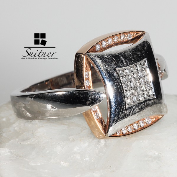 585er Weißgold / Roségold Ring Gr. 56