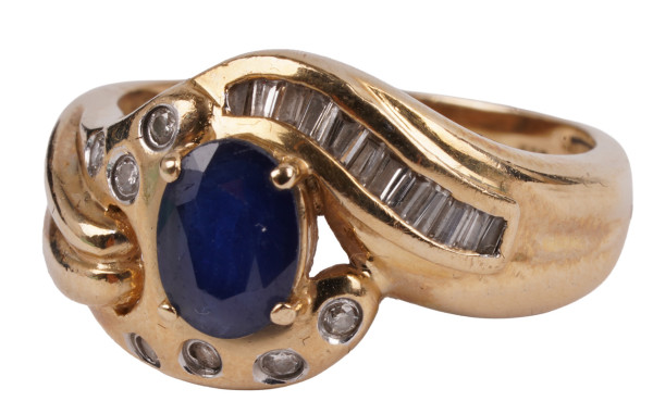 prächtiger 1,00ct. Juwelenring mit Saphir und Diamanten Ring aus 585 Gold