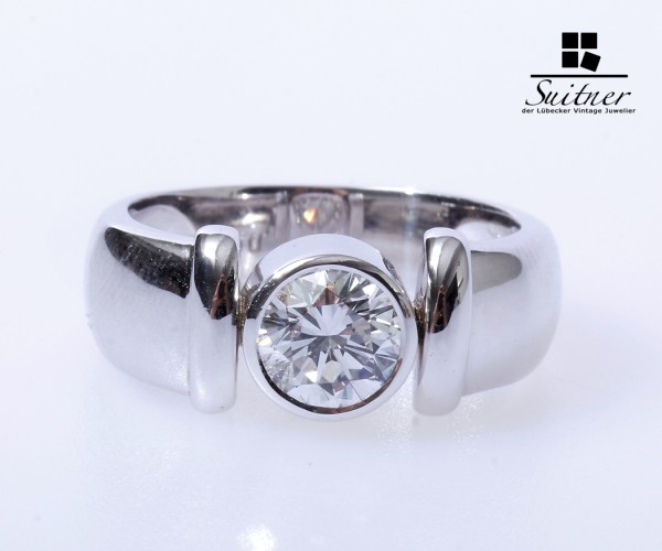 Solitär Brillant Ring ca. 1,10 ct. Einkaräter 750 Weißgold Gr. 54 IGI Zertifikat