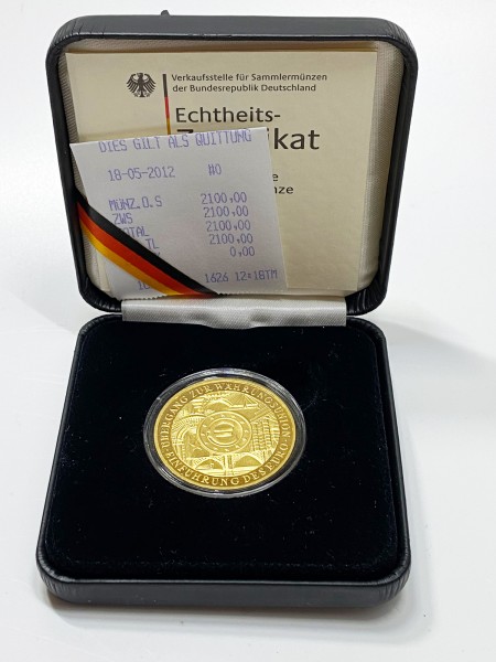 200 Euro Gold 2002 Prägestätte J mit Etui und Zertifikat 1 Unze OZ