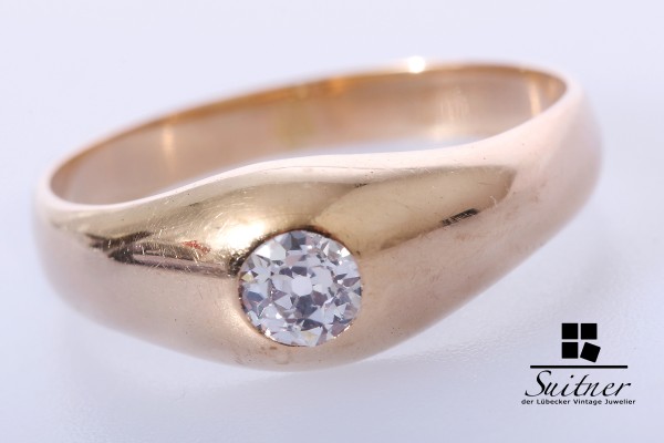 klassischer Diamant Ring mit 0,40ct. Altschliff 585 Gold Gr. 59,5
