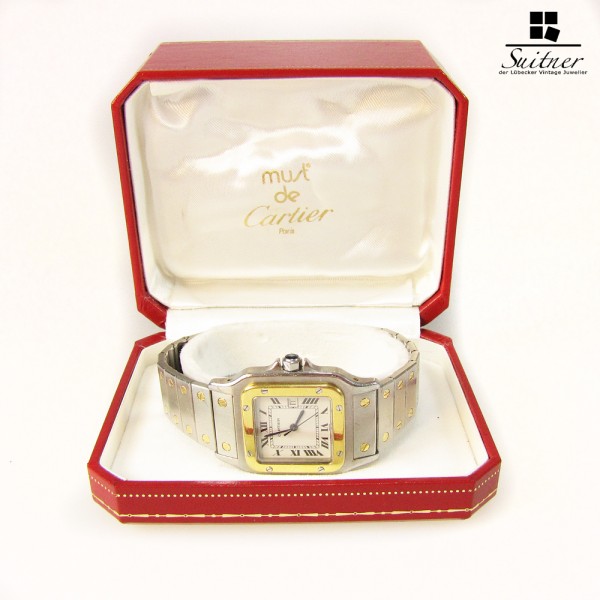 Cartier Santos Automatik Stahl Gold Box Datum Herren