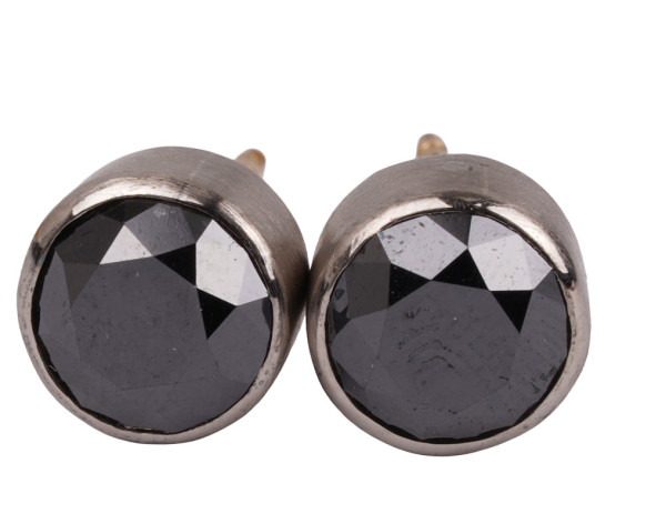 2,60ct Buchwald Schwarze Solitär Diamanten Ohrstecker Brillanten 750 Weißgold HPB