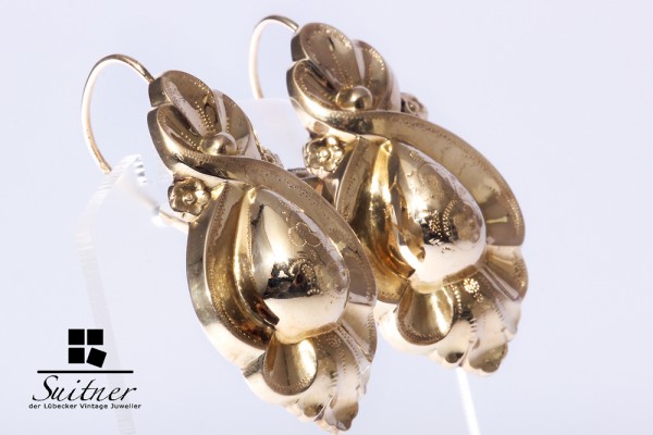 Biedermeier Ohrringe Hänger antik vintage ca. 585 Gold um 1850