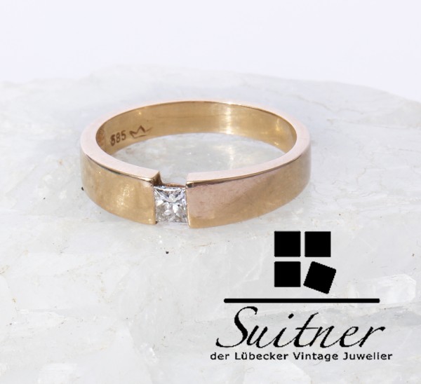 Spannring mit Princess Cut Diamant - Ring aus 585 Gold Gr. 51