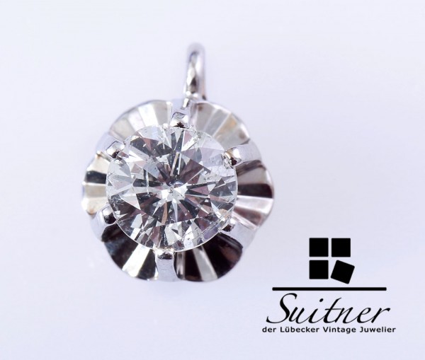 wertvoller 0,65ct. Brillant Anhänger 585 Weißgold Läufer Pendant G Farbe