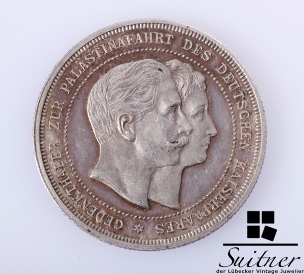 Gedenk Taler zur Palästinafahrt deutsches Kaiserpaar 1898 VZ sehr selten