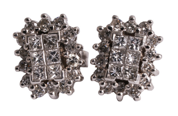 wertvolle 1,24ct Diamant Cluster Ohrringe in 750 Weißgold Unikate
