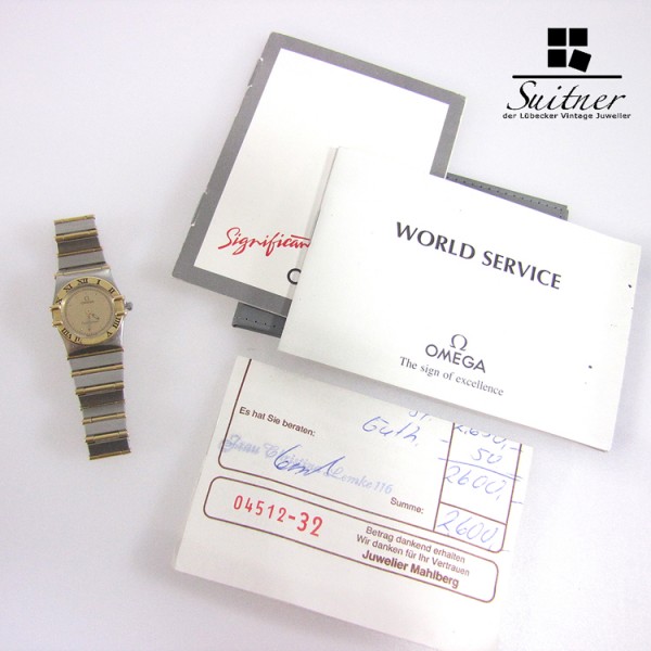 Omega Constellation Damenuhr Quarz Stahl / Gold