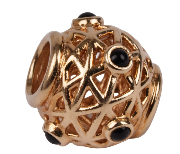 Pandora Charm Kugel mit Onyx 585 Gold - selten 750508ON