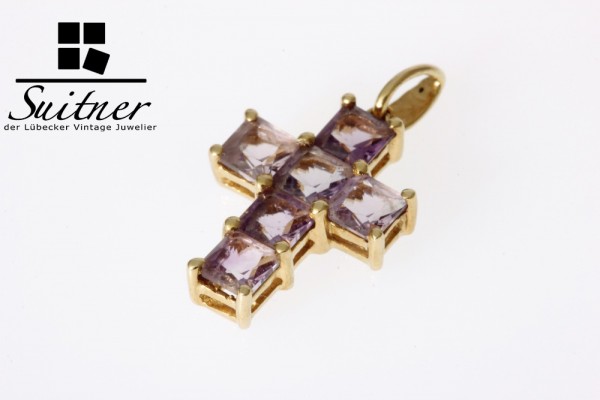 Amethyst Kreuz 585 Gold Kruzifix