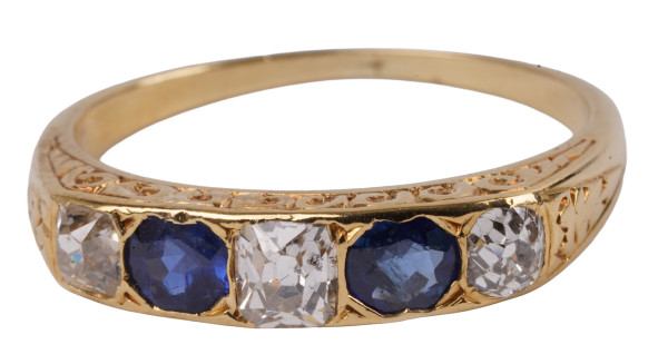 Antiker 1,05ct. Saphir Diamant Ring 750 Gold Jugendstil Burma