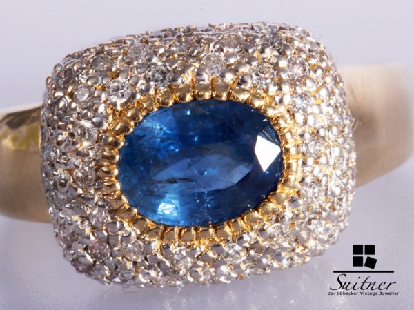 Saphir Brillant Ring 585 Gold Gr. 63
