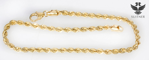 Armband Kordel 375 Gold 21 cm Singapur Design neuwertig Bracelet