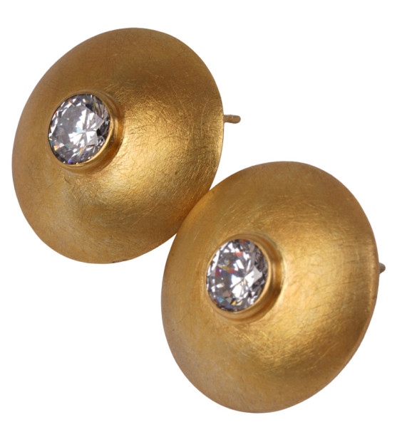 Unikat XL 2,00ct. Ohrstecker aus 925 Silber Gold vergoldet 3D Rund