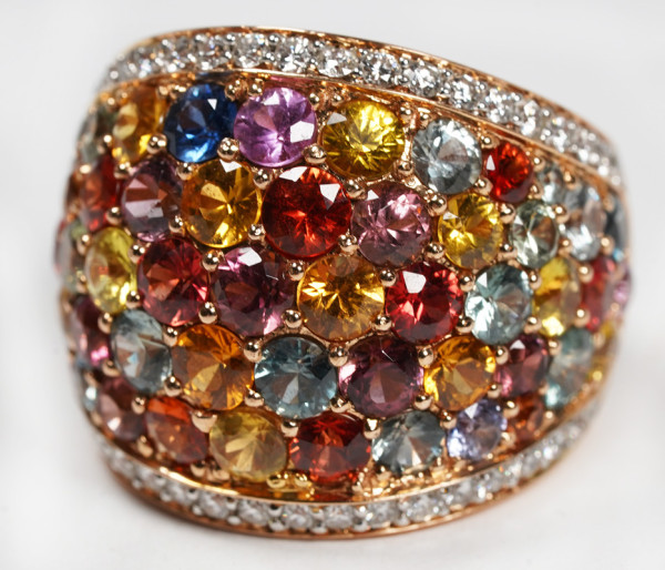 wertvoller Multicolor 8,64ct. Brillant, Saphir Ring Gr. 53 NP 15.000,- Unikat