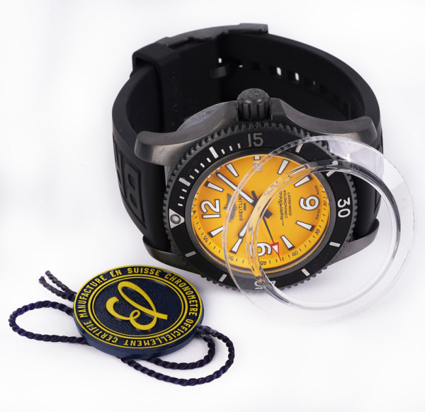 Breitling 46 SuperOcean Blacksteel FullSet M17368 Yellow Gelb Automatik