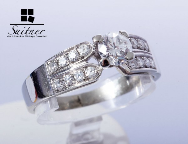 klassischer Verlobungsring Brillant Ring 0,47ct 750 Weißgold Gr. 55 TW VVS