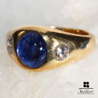 wertvoller Saphir Brillant Ring 750 Gold massiv Herrenring Expertise 6350,- wertvoller Saphir Brillant Ring 750 Gold massiv Herrenring Expertise 6350,-