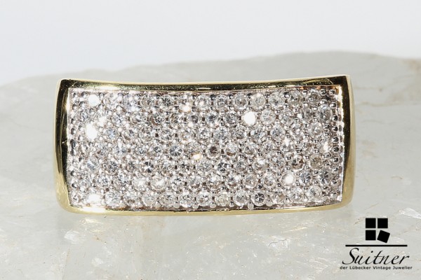 moderner Anhänger mit 100 Brillanten aus 585 Gold Schieber Pendant