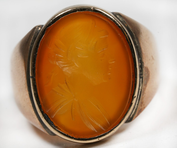 antike Citrin Gemmen Siegelring Bildnis eines Römers Ring aus Gold RG53