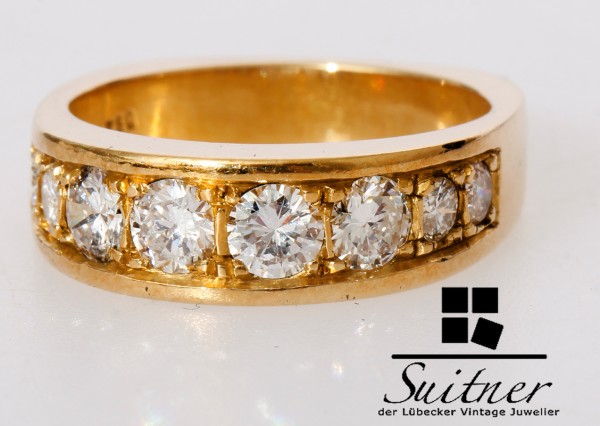 moderner 1,32ct. Memorie Ring mit Brillanten 750 Gold RG 52 Steigbügel